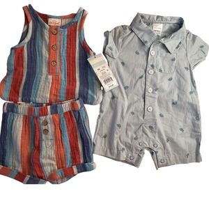 Cat & Jack Carter's Newborn Baby Outfit Set Striped‎ Tank Romper Rabbit